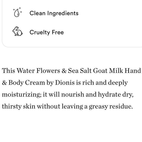 Dionis Goat Milk handcream skincare 1 oz (28 grams) in Water Flower & Sea Salt - Picture 7 of 8